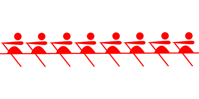 A Row Of Red People With A Black Background