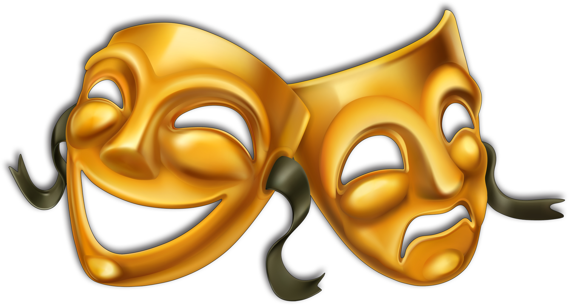 A Gold Masks With A Black Background