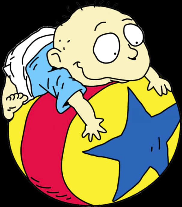 A Cartoon Of A Baby Lying On A Ball