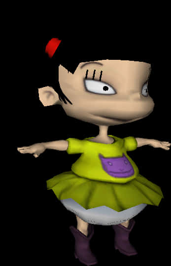 Cartoon Character With Black Hair And A Yellow Shirt