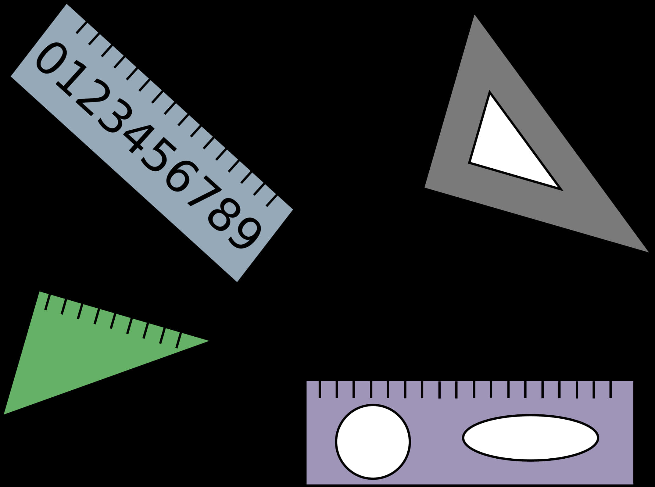 A Group Of Rulers With Numbers And Circles