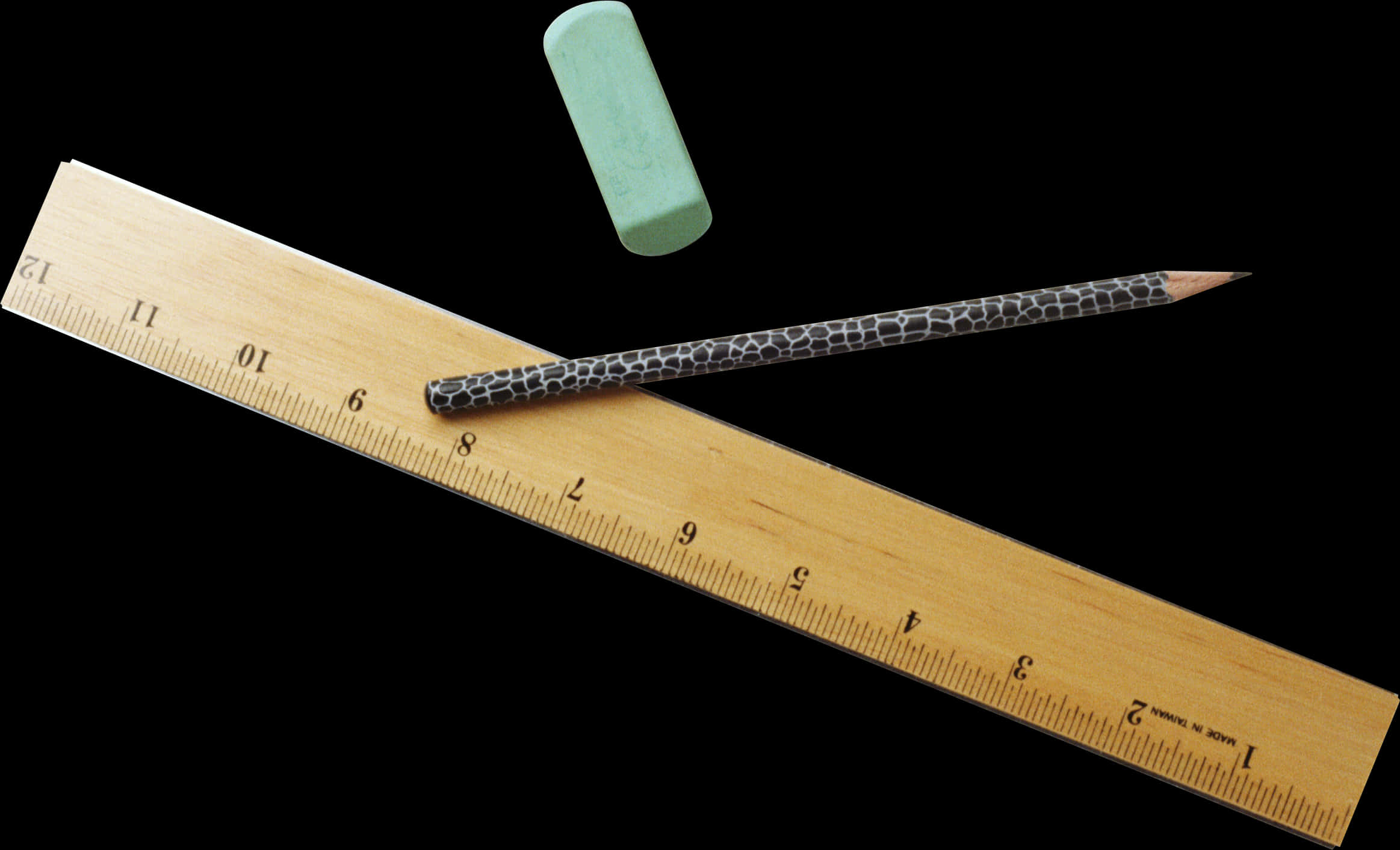 A Pencil And Ruler With Eraser