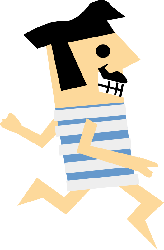 A Cartoon Character Running With Arms Up