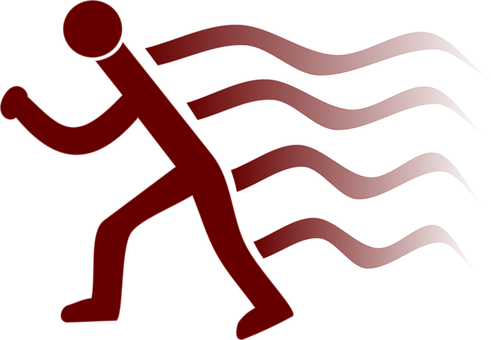 A Red Figure Running With Waves