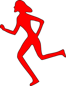 A Red Silhouette Of A Man Running