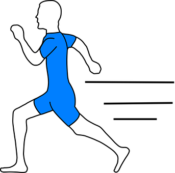 A Man Running In Blue Uniform