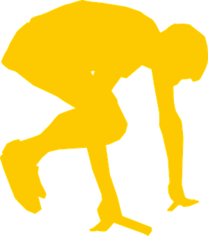 A Yellow Silhouette Of A Person In A Pose
