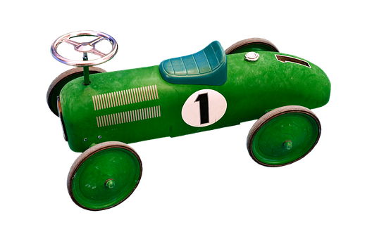 A Green Toy Car With A Number On It