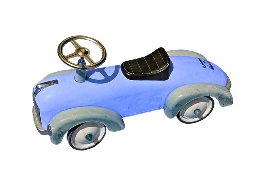 A Blue Toy Car With A Steering Wheel