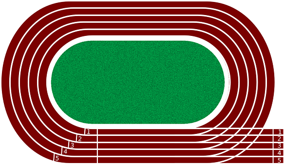 A Track With Lines And A Green Field