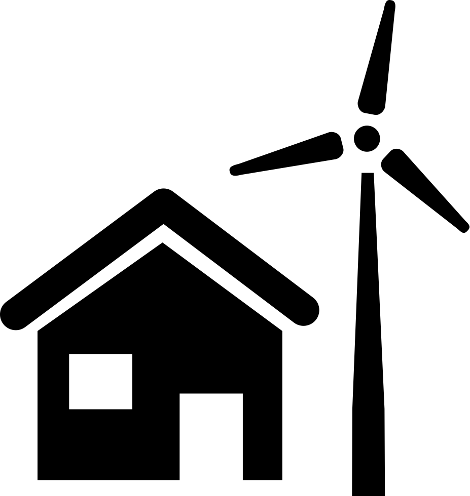 A House And Windmill In Black Background