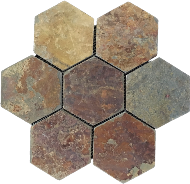 Rustic Multicolor Slate - Rustic Hexagon Tile, Hd Png Download