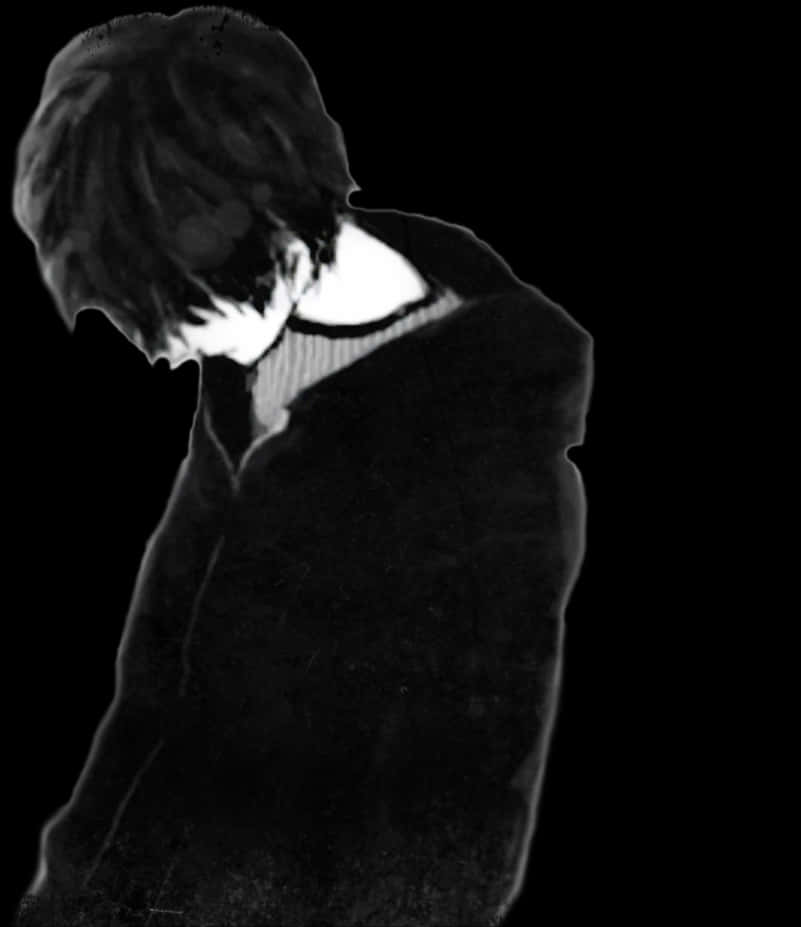 Sad Boy Black Only Me Anime Boy - Depressed Sad Anime Boy, Hd Png Download