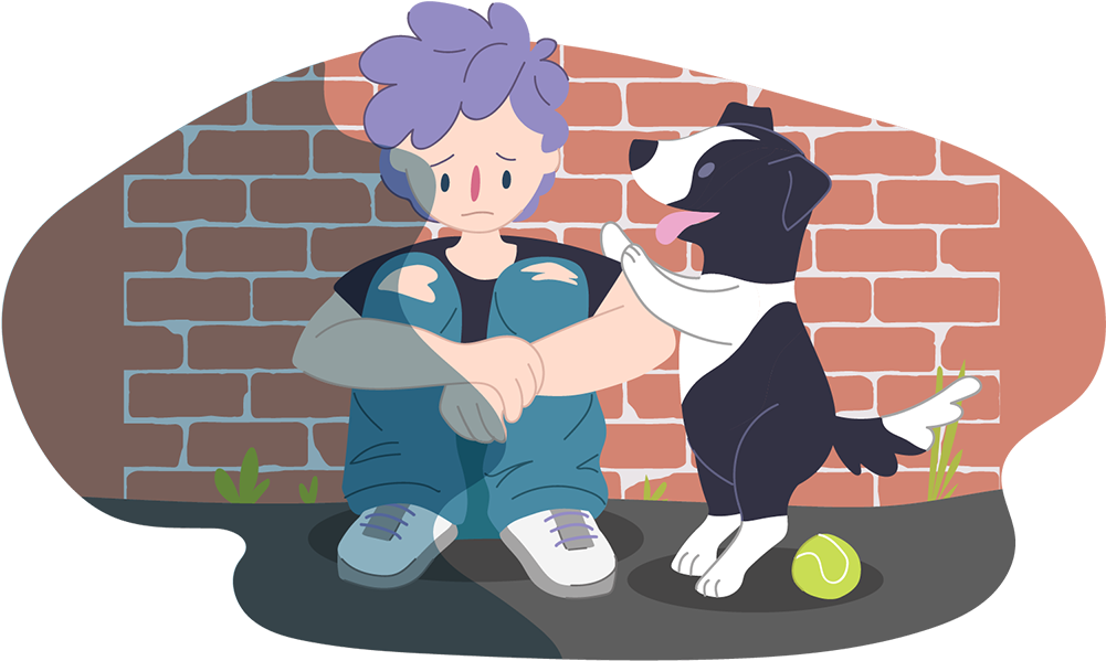 A Cartoon Of A Boy And A Dog
