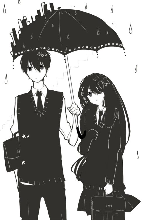 A Man And Woman Holding An Umbrella