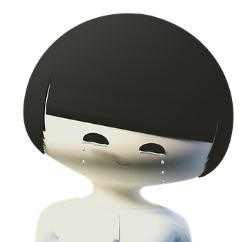 A Cartoon Character With Black Hair And A Black Background
