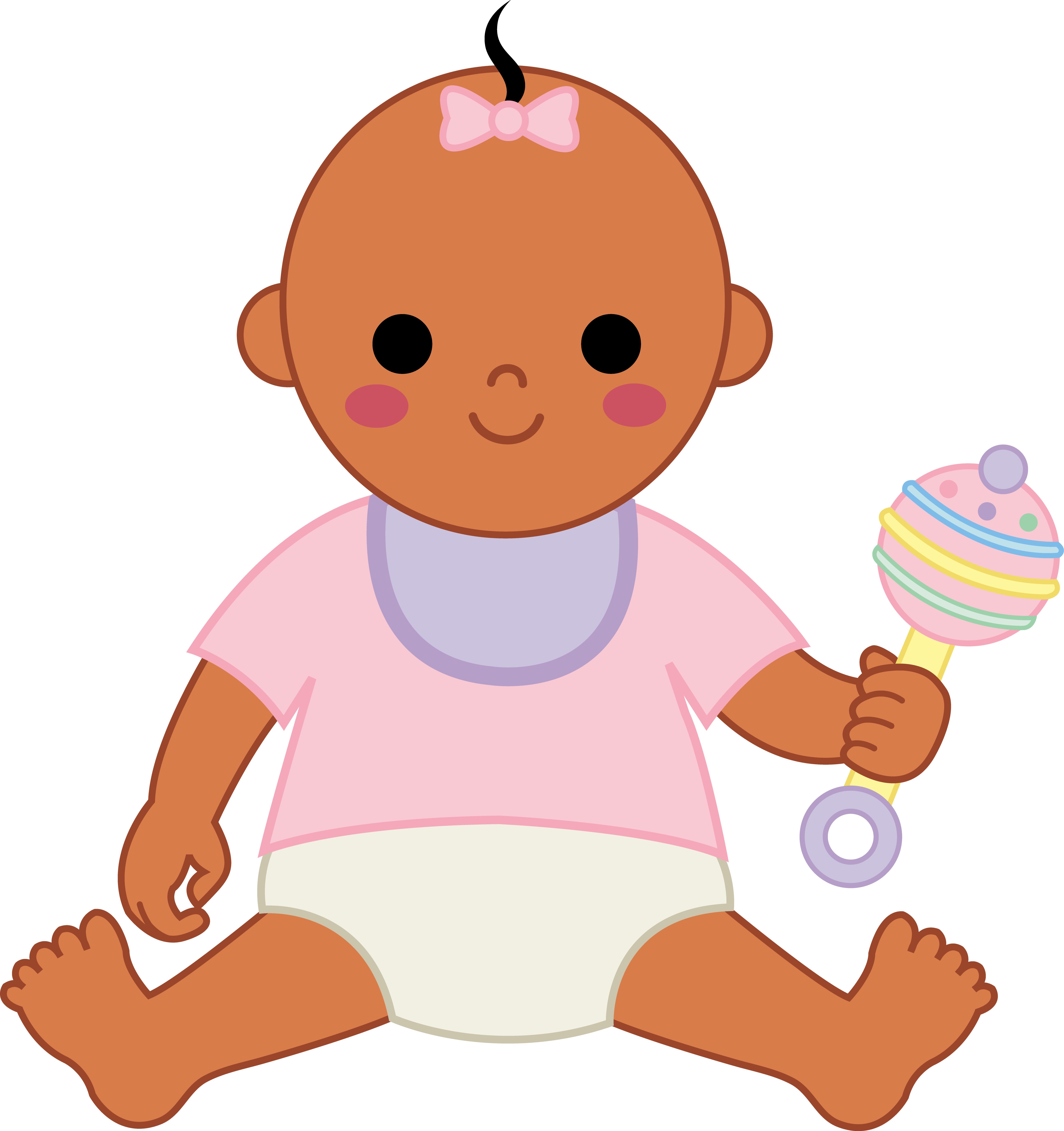 A Cartoon Of A Baby Holding A Rattle