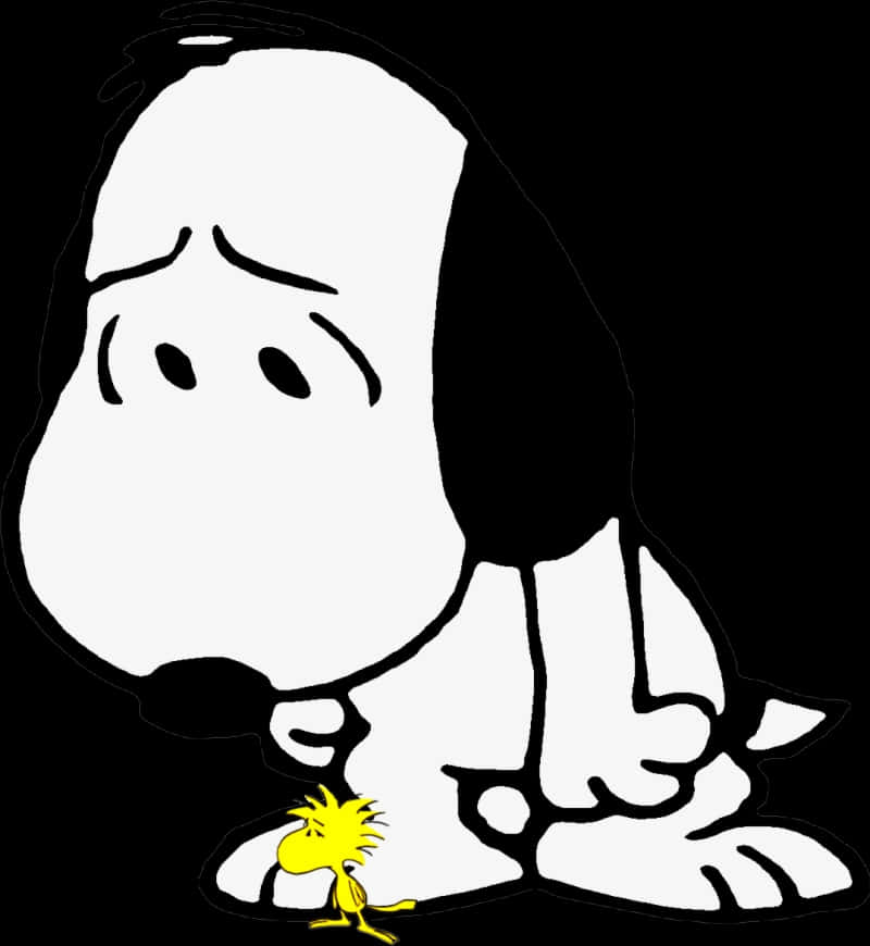 Sad-looking Snoopy With Woodstock