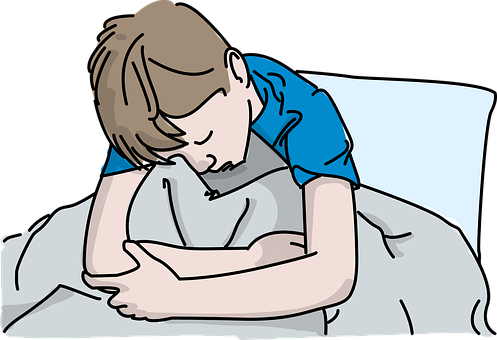 A Cartoon Of A Boy Sleeping