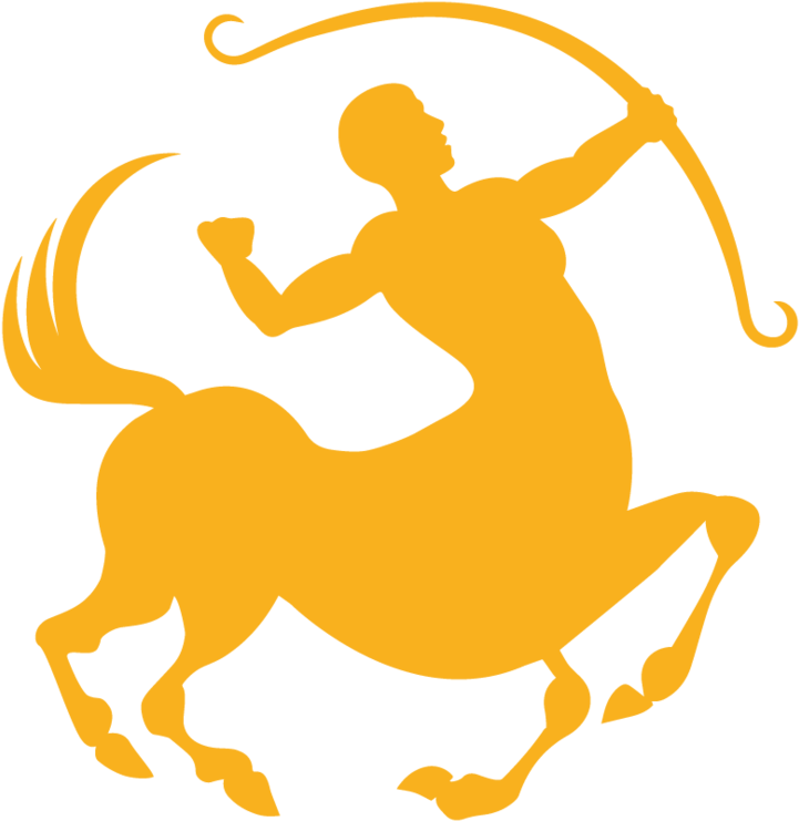 A Yellow Silhouette Of A Centaur