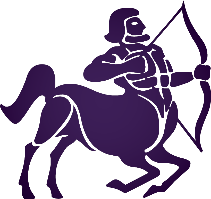 A Purple Zodiac Sign With A Bow And Arrow