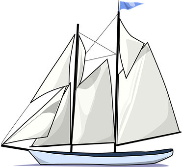 A White Sailboat With A Flag