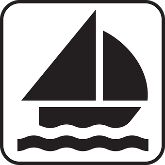 A Black And White Sign With A Sailboat