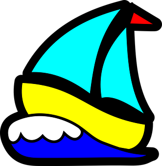 A Colorful Sailboat On A Black Background