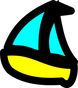 A Blue And Yellow Sailboat
