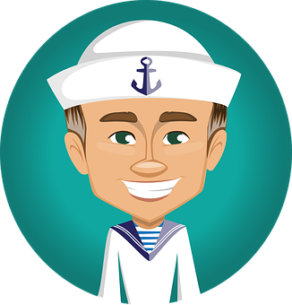 Cartoon A Cartoon Of A Man In A Sailor's Hat