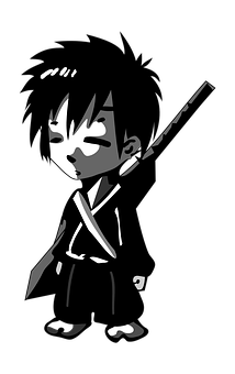 A Cartoon Of A Boy Holding A Sword