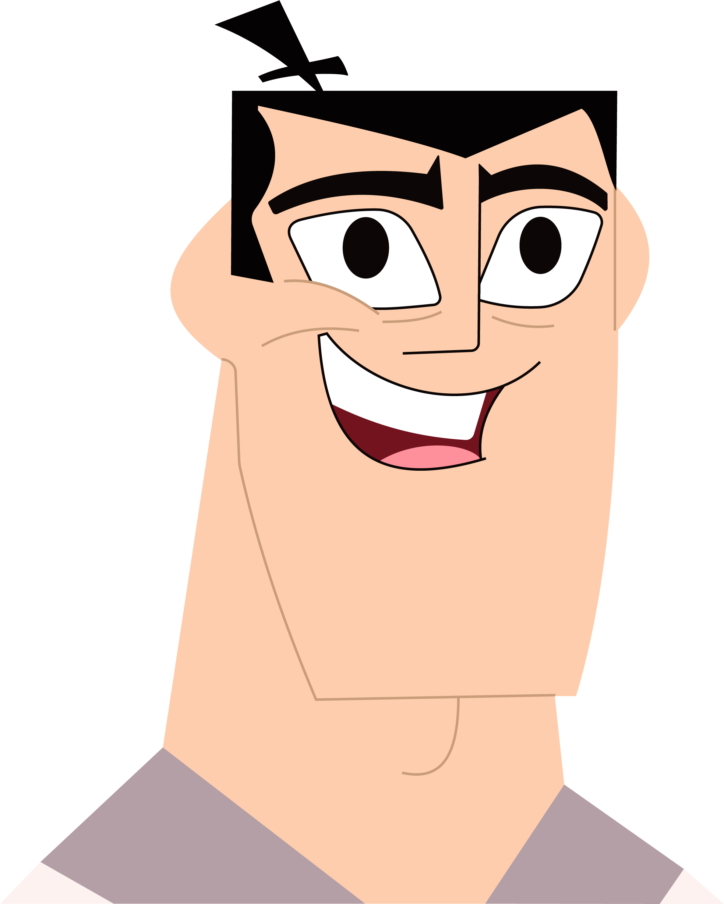 Cartoon Man With Black Hair And Big Eyes