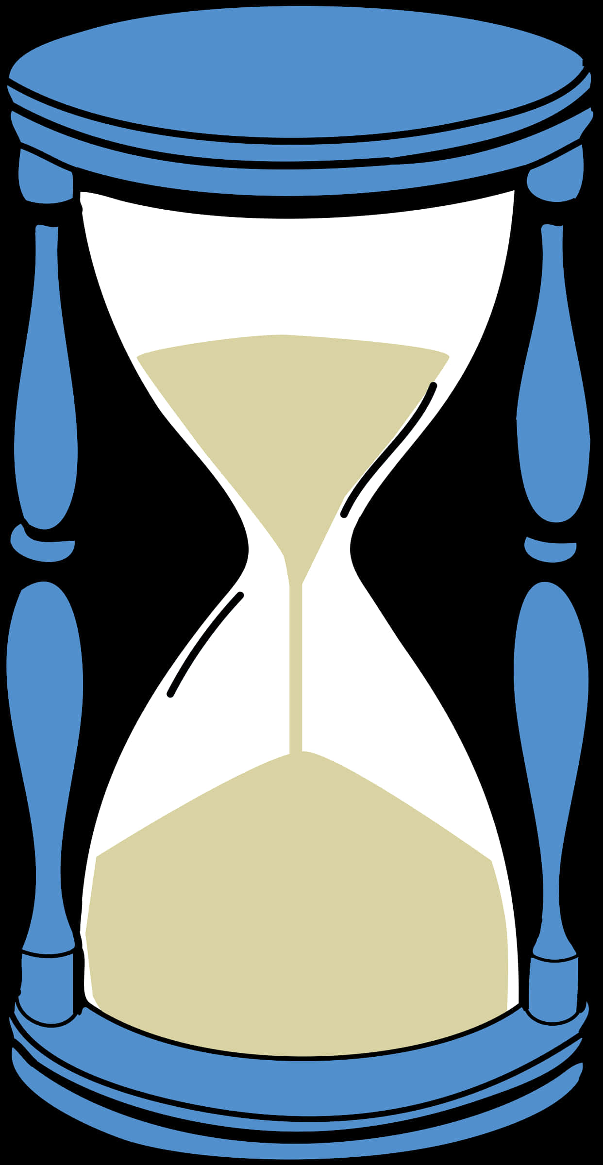 A Sand Glass With A Blue And Black Background