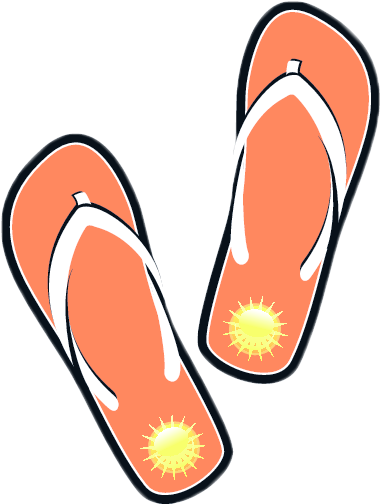 A Pair Of Flip Flops With Sun Symbols
