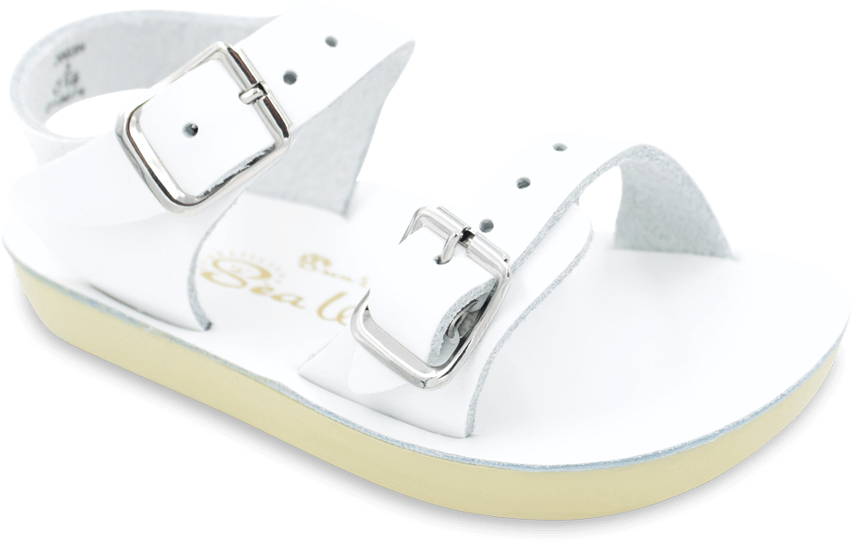 A White Sandal With Silver Buckles
