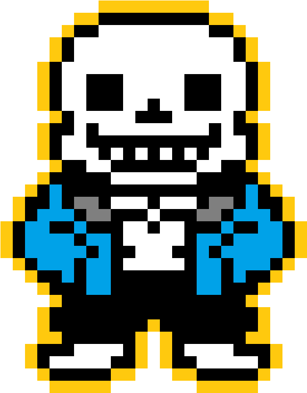 A Pixel Art Of A Skeleton