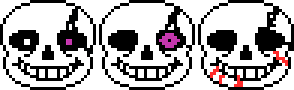 A Cartoon Skull With Purple Eyes