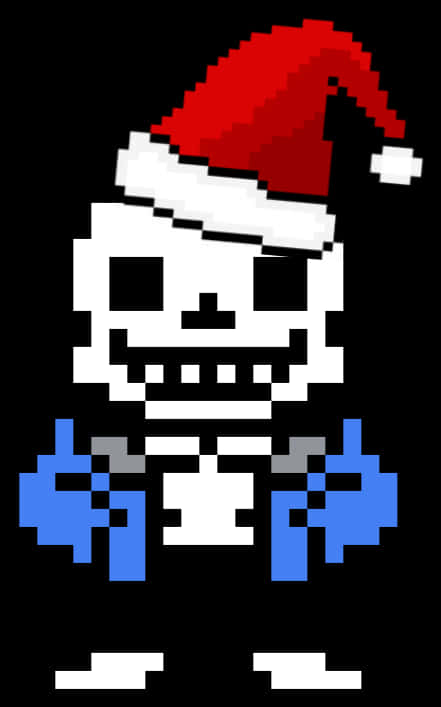 A Pixel Art Of A Skeleton Wearing A Santa Hat