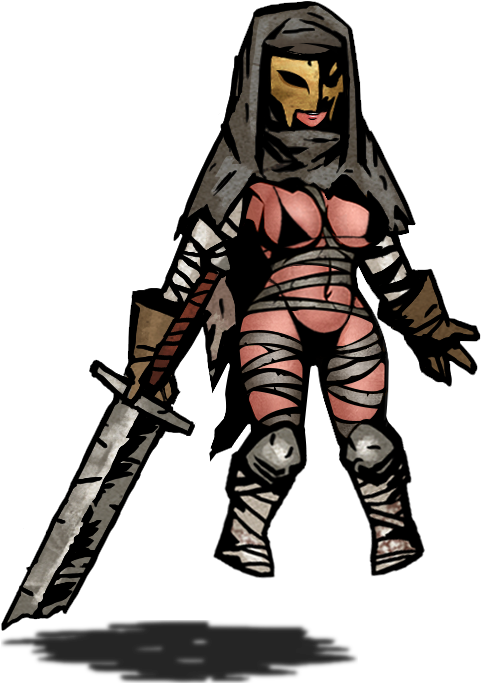A Cartoon Of A Woman In A Mask And A Sword