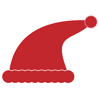 A Red Hat With White Outline On A Black Background
