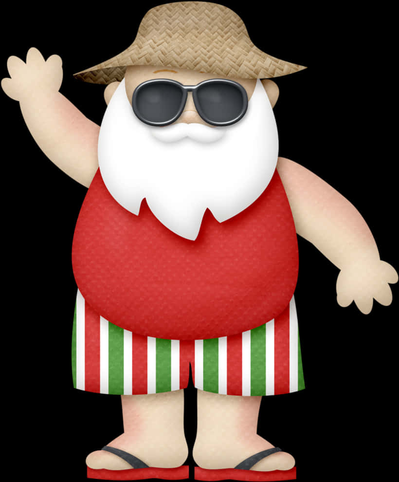 Santa At The Beach Clipart
