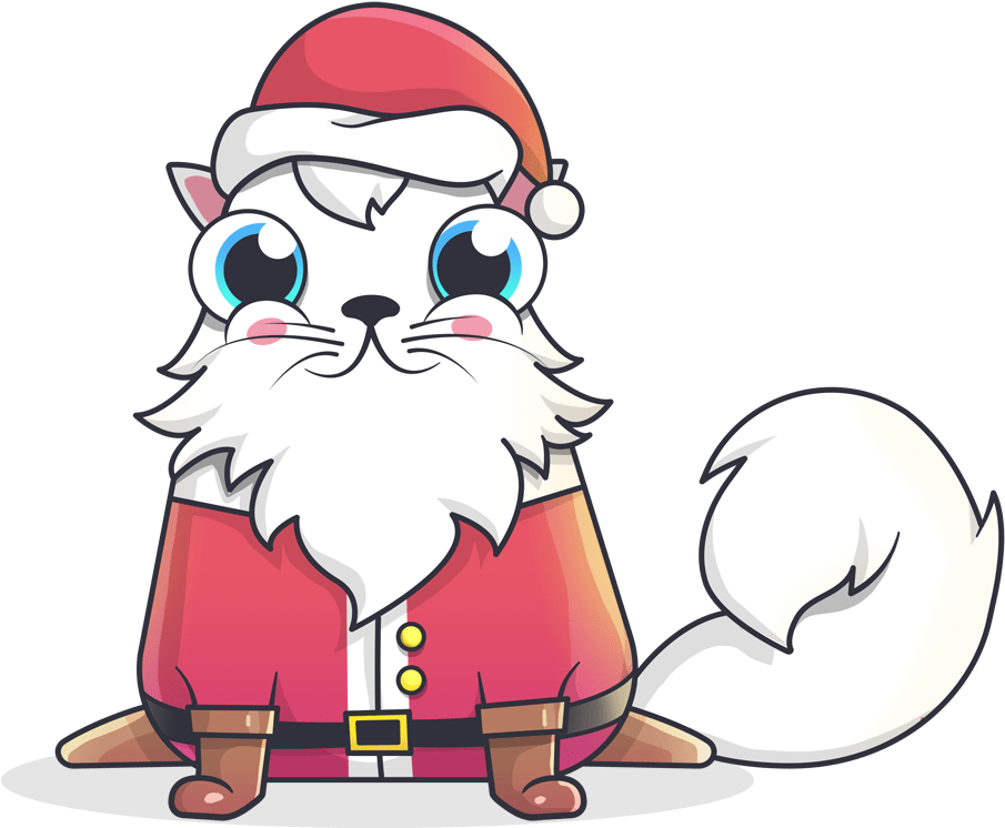 A Cartoon Of A Cat Wearing A Santa Garment
