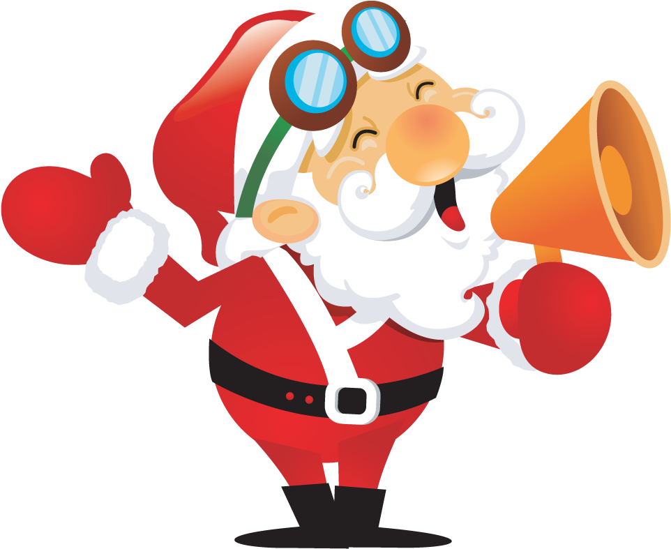A Cartoon Of A Santa Claus With A Megaphone