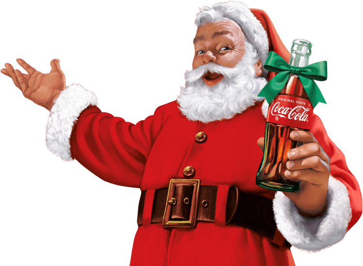 A Man In A Santa Garment Holding A Bottle Of Soda