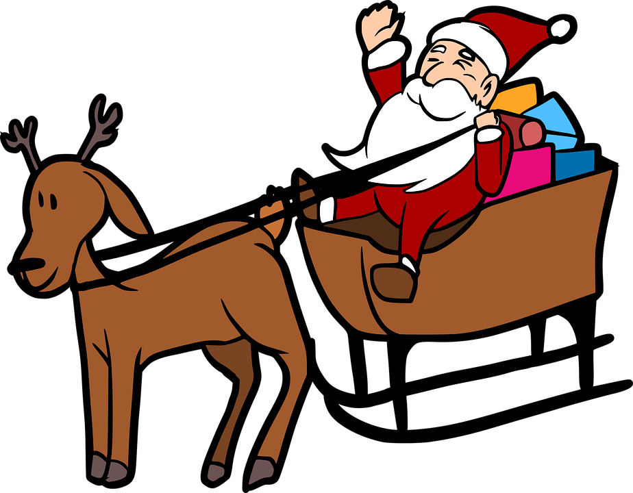 A Cartoon Of A Santa Claus In A Sleigh