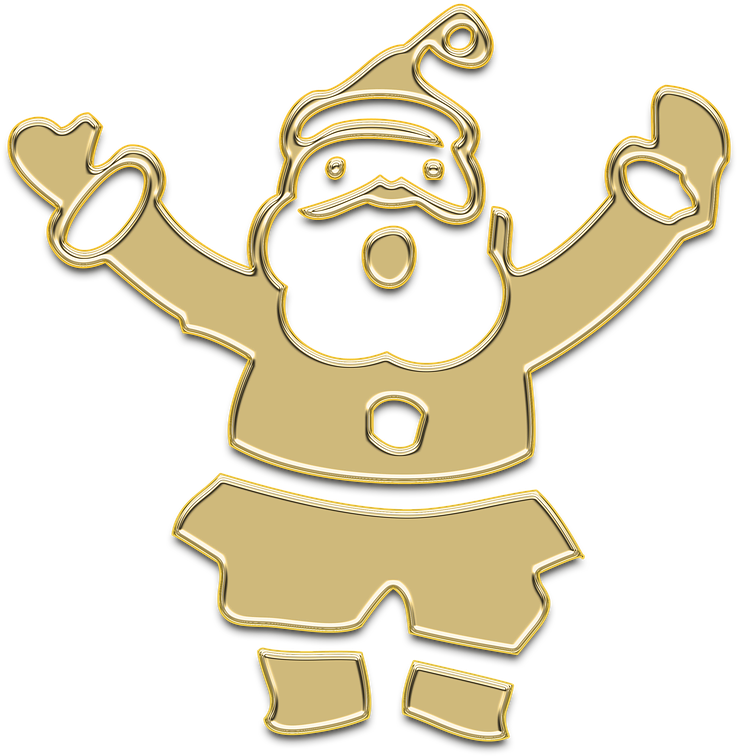 A Gold Outline Of A Santa Claus