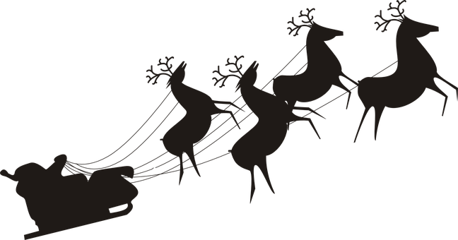 A Silhouette Of A Reindeer Pulling A Sleigh