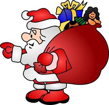 A Cartoon Of Santa Claus With A Bag Of Presents