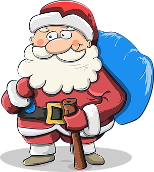 A Cartoon Of A Santa Claus Holding A Bag