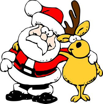 A Cartoon Of Santa Claus Holding A Yellow Bird